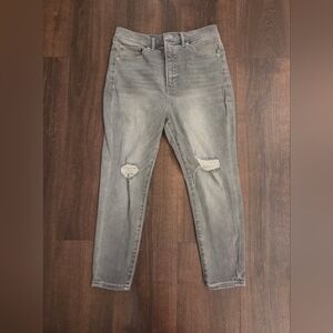 Express Gray Ripped Skinny Jeans